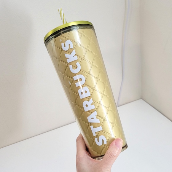 Starbucks Other - Starbucks Holiday Christmas Gold Metallic Quilted Tumbler 24oz Venti Cup